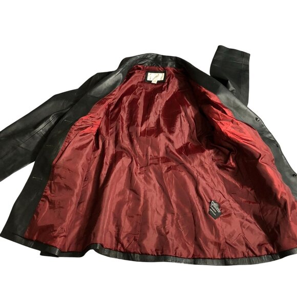 Worthington Womens Moto Blazer Leather Jacket Large Black Three-Button Collared - Picture 3 of 16